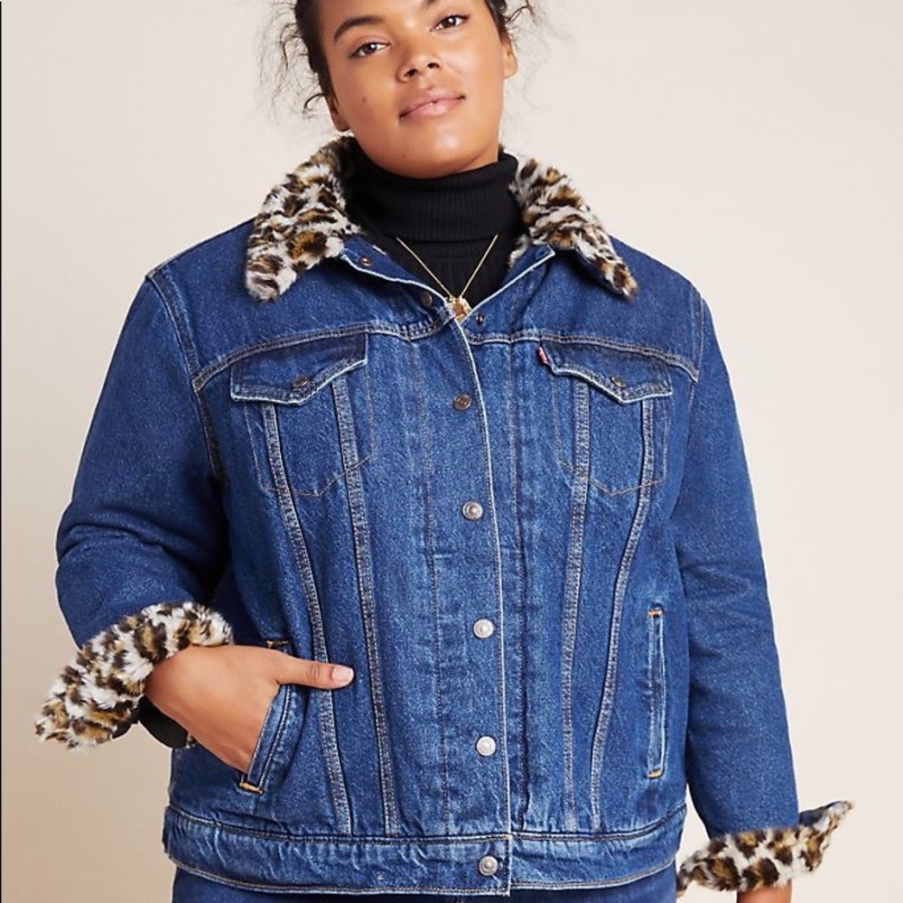 Levi's Leopard Sherpa-Lined Denim Trucker Jacket